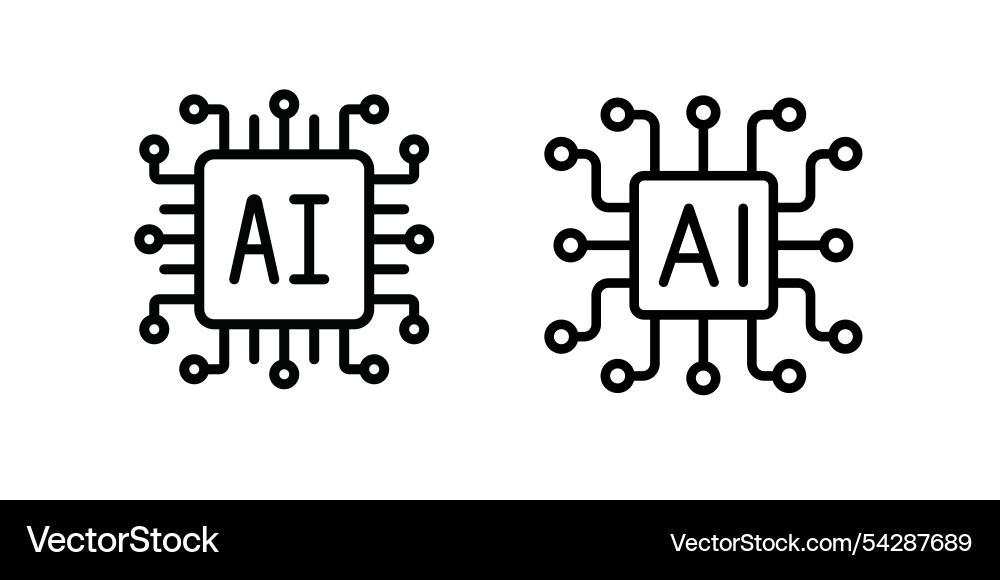 Artificial intelligence ai processor chip outline Artificial intelligence ai processor chip outline vector image