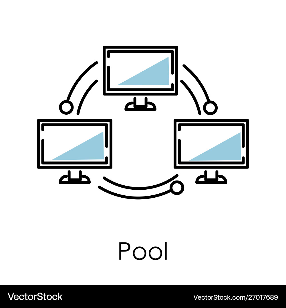 Online mining bitcoin network connection or pool Online mining bitcoin network connection or pool vector image