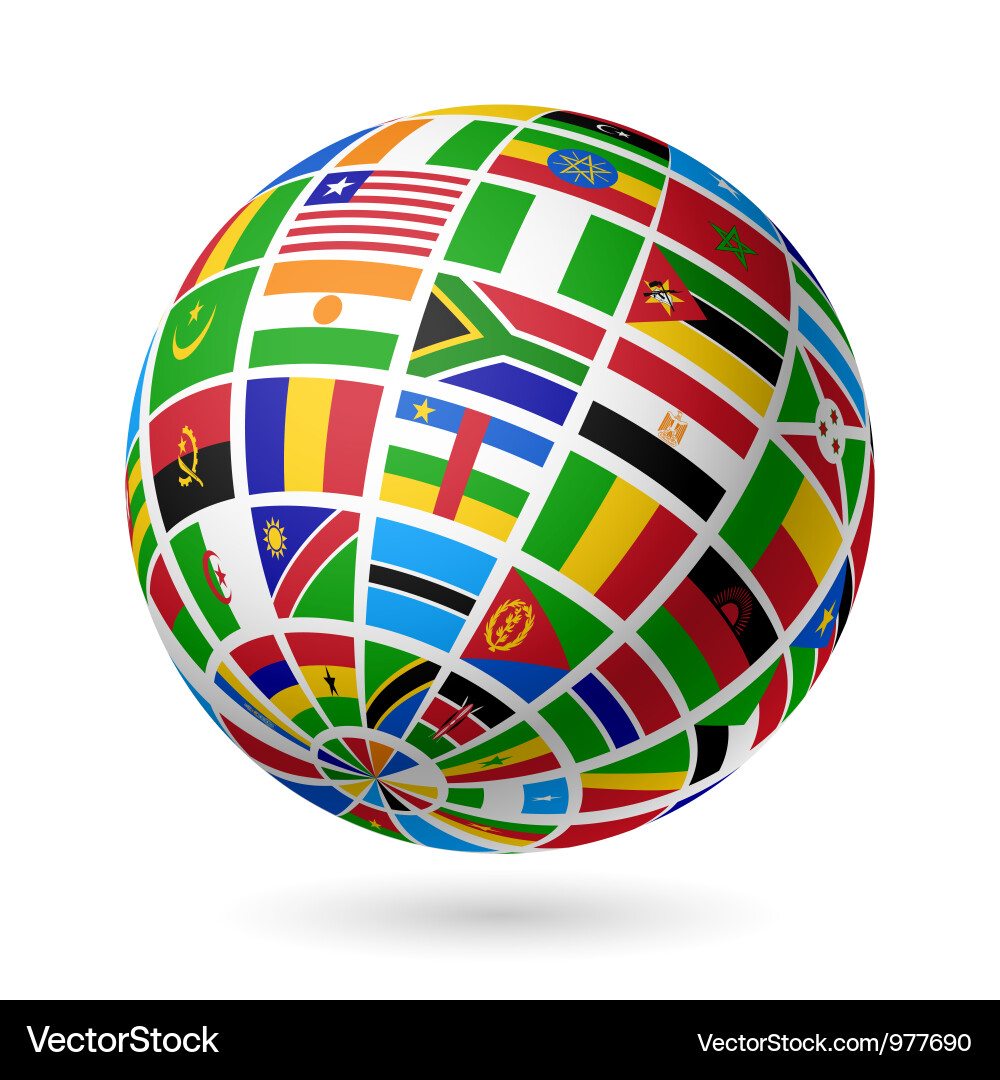 African Flags Globe Vector Image