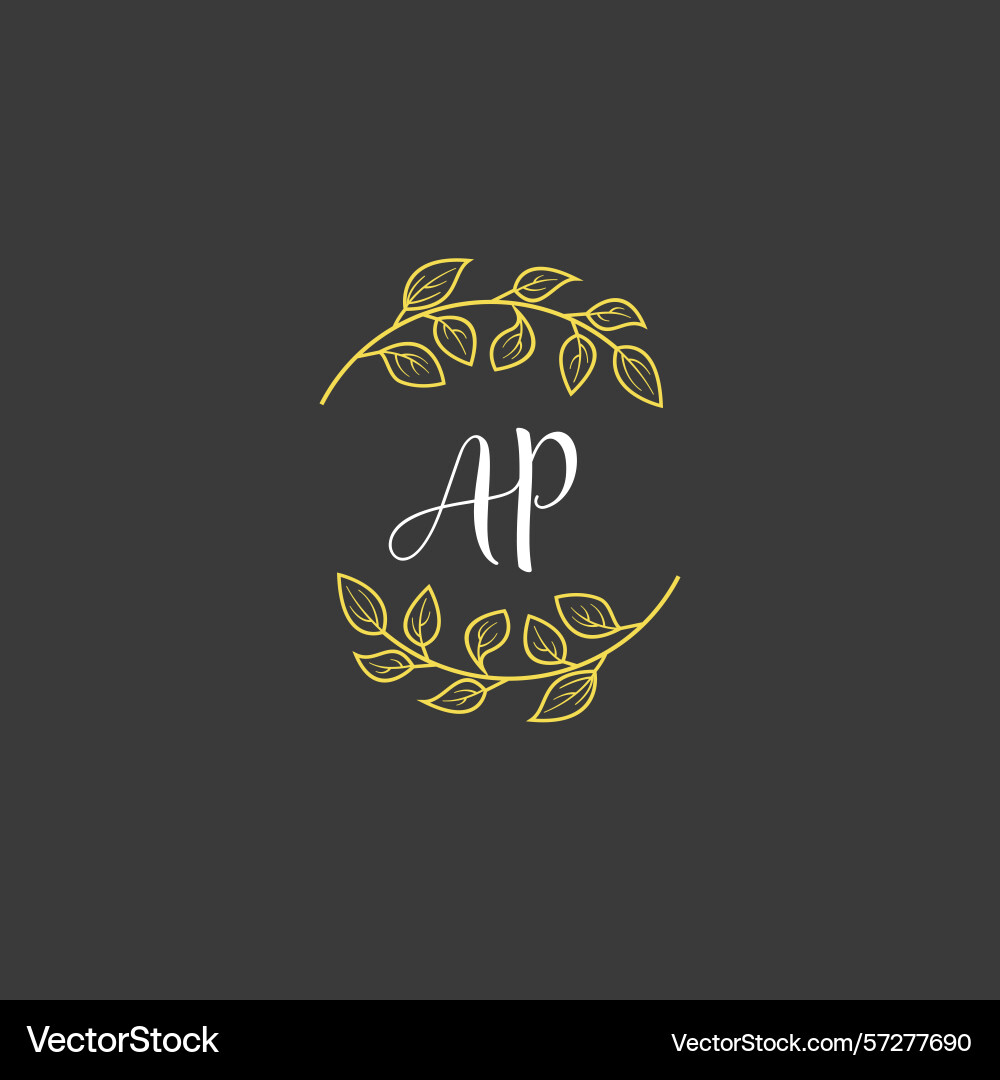 Botanical monogram logos with initial ap Vector Image