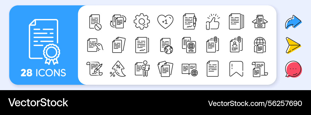 Documents line icons copy files contract Documents line icons copy files contract vector image