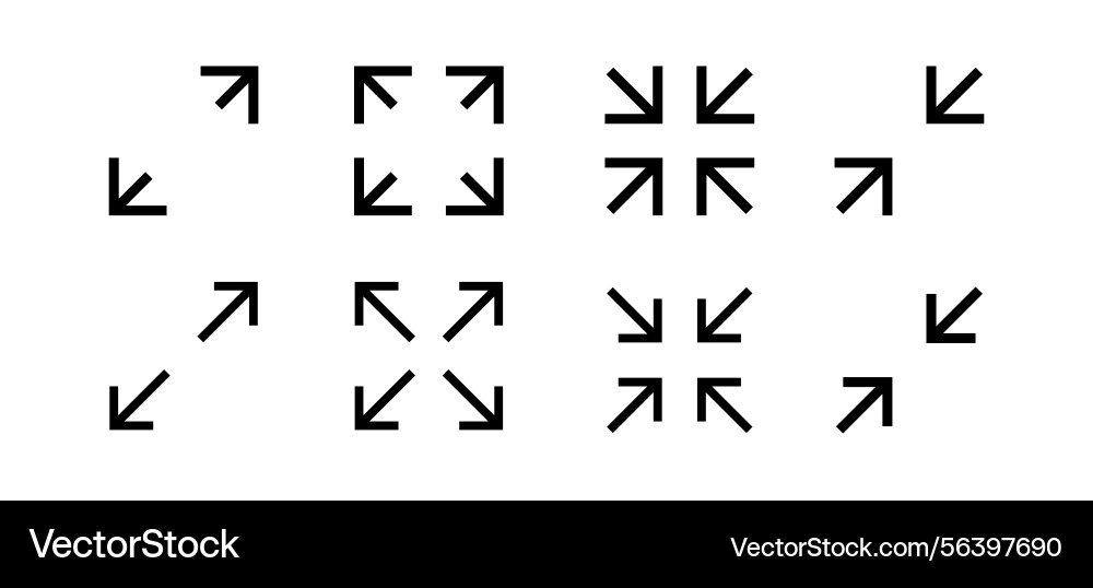 Fullscreen icon with arrows expand Fullscreen icon with arrows expand vector image