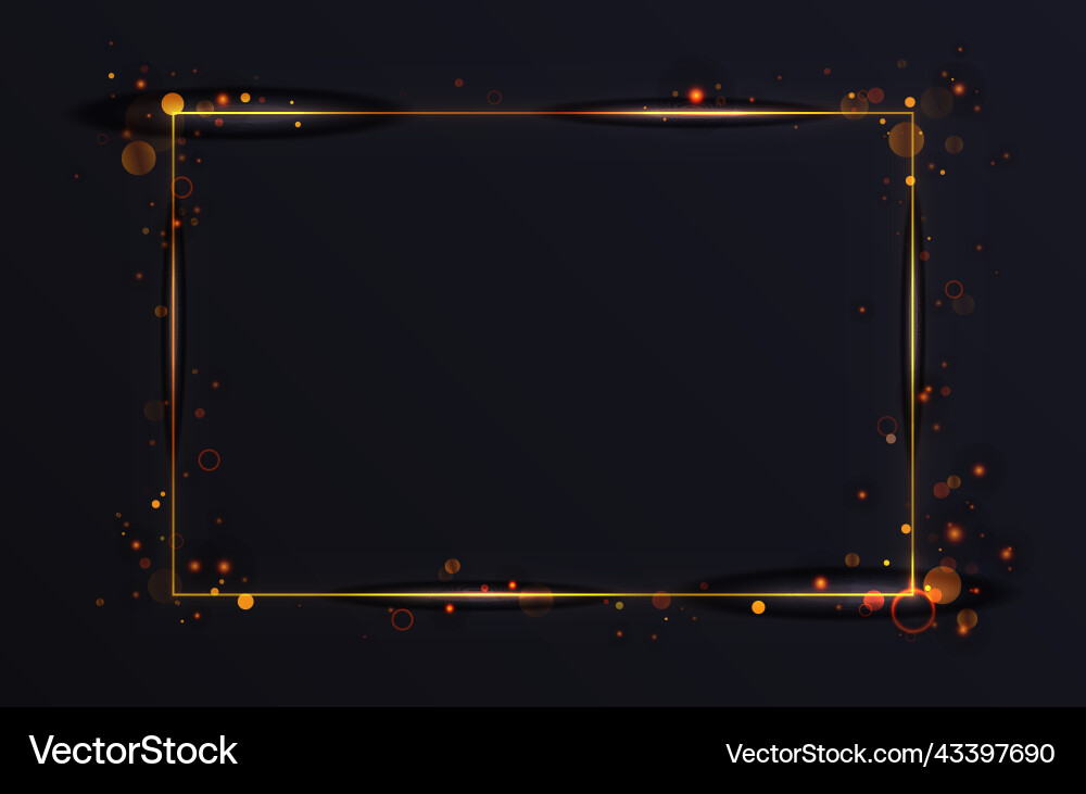 Gold glowing rectangular frame light effect lines Gold glowing rectangular frame light effect lines vector image