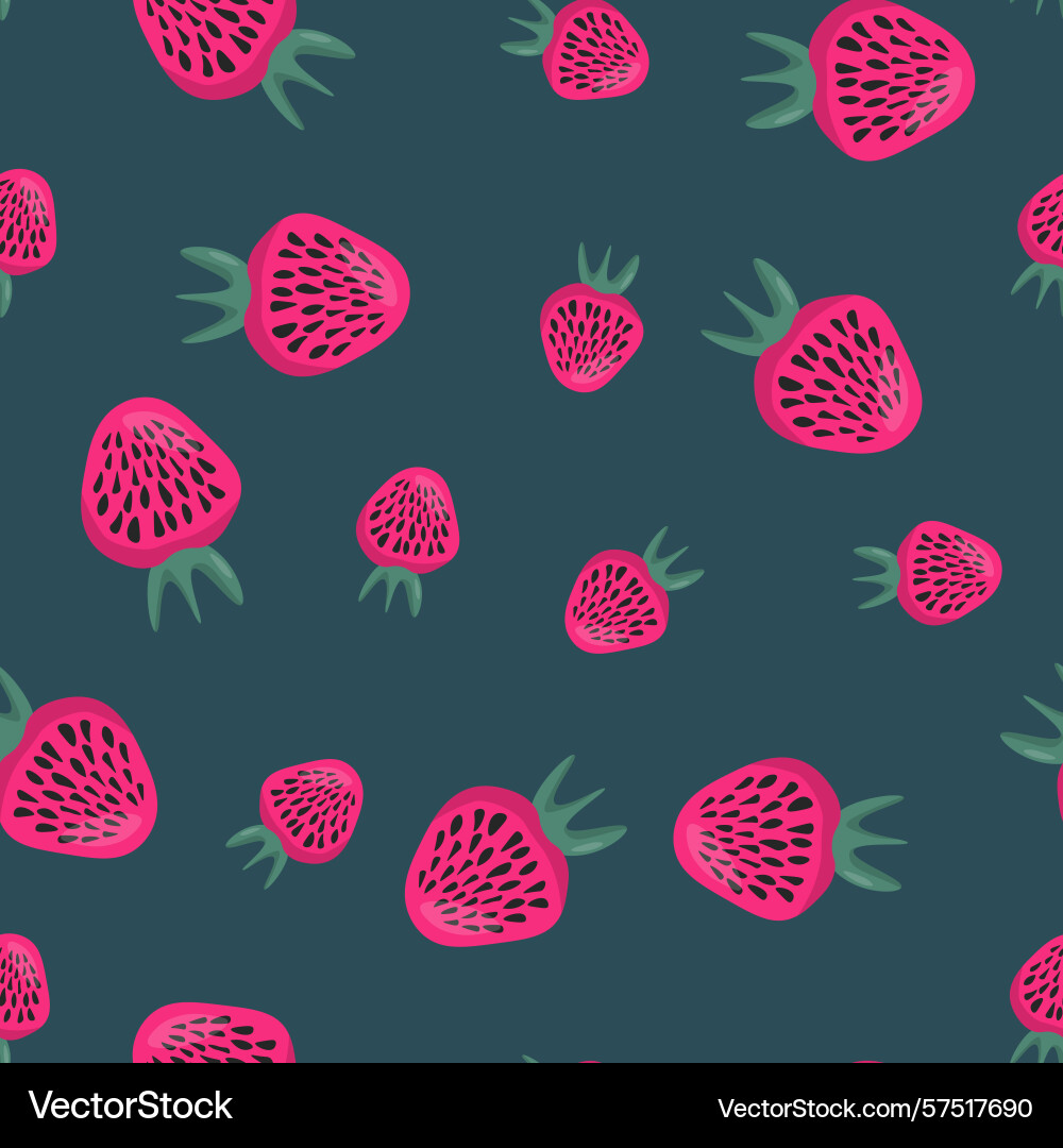 Seamless pattern with strawberry on color Vector Image