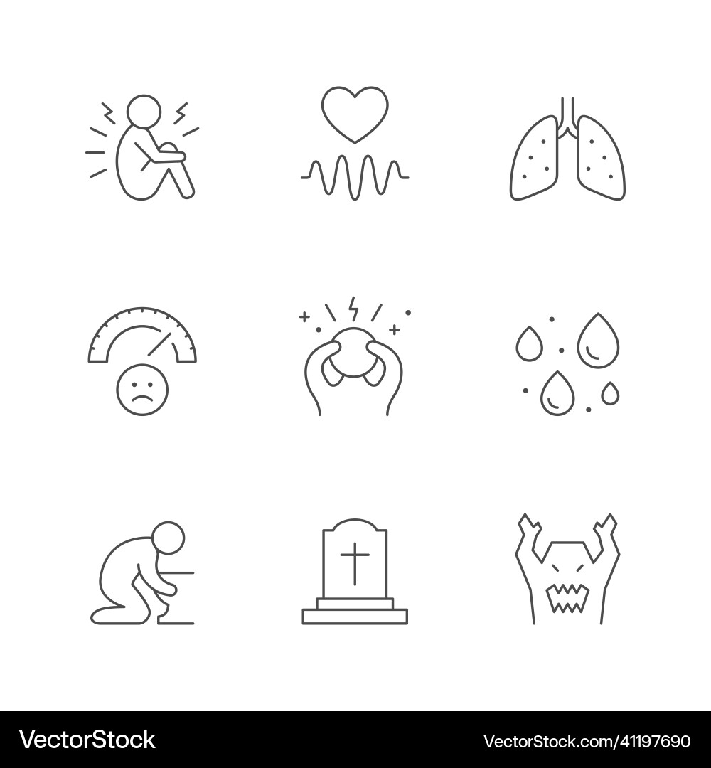 Set line icons of panic attack Set line icons of panic attack vector image