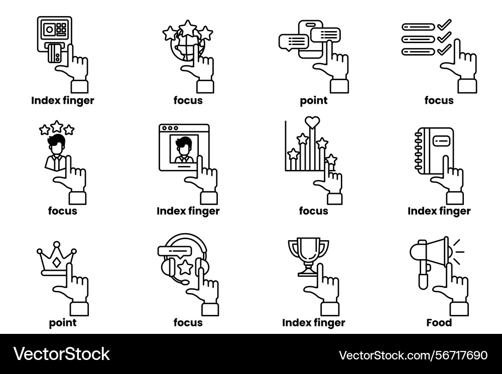 Set of images hands pointing at various things Vector Image