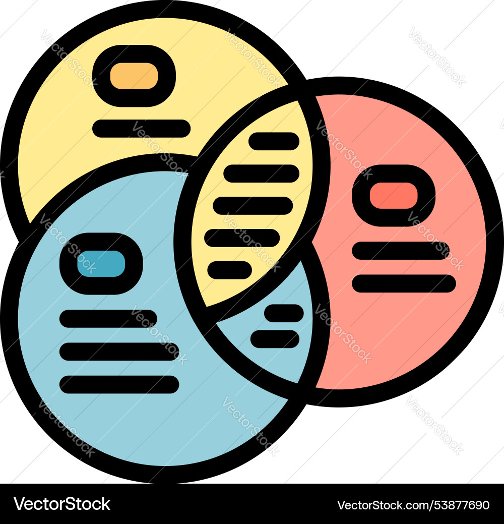 Venn diagram representing intersecting data sets Venn diagram representing intersecting data sets vector image