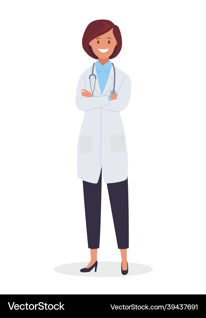 A female doctor with stethoscope in uniform A female doctor with stethoscope in uniform vector image