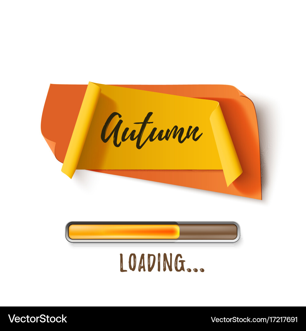 Autumn abstract paper banner with loading bar vector image