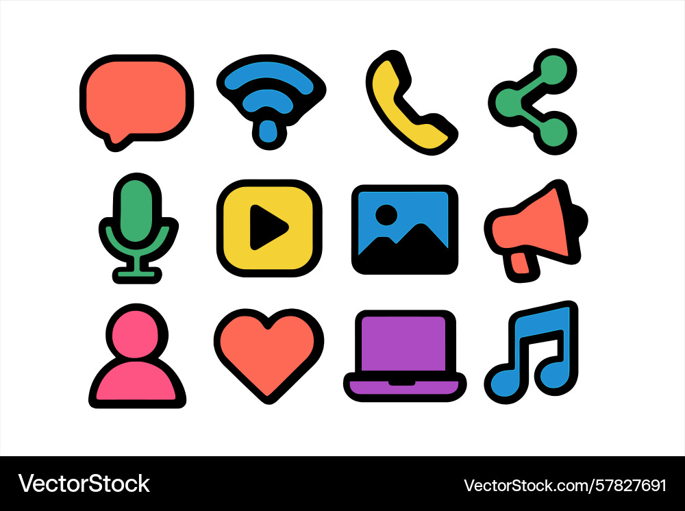 Collection of colorful web icons representing vector image