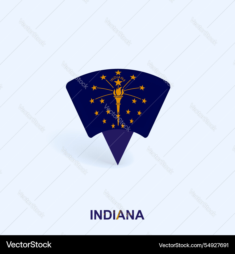 Indiana Flag Map Pointer Design mit Schatten Indiana Flag Map Pointer Design mit Schatten vektorbild