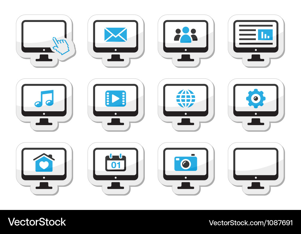 Monitor Icons - Display & Media Set vector image