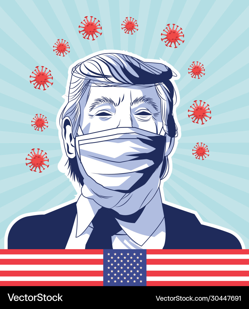 Trump Wearing Face Mask - COVID-19 Vector Image