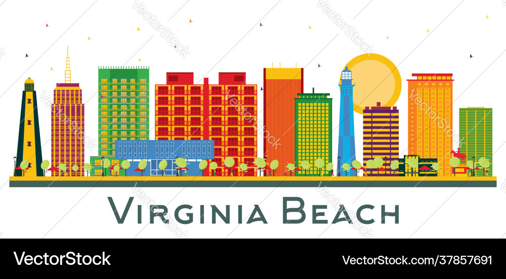 Virginia beach usa city skyline with color Virginia beach usa city skyline with color vector image