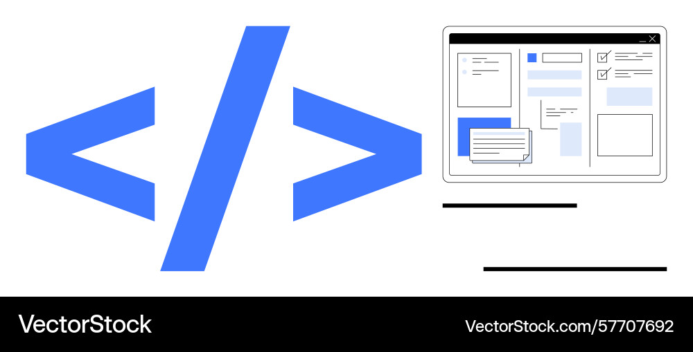 Codierung und Webpage Layout-Entwicklung mit Code vektorbild
