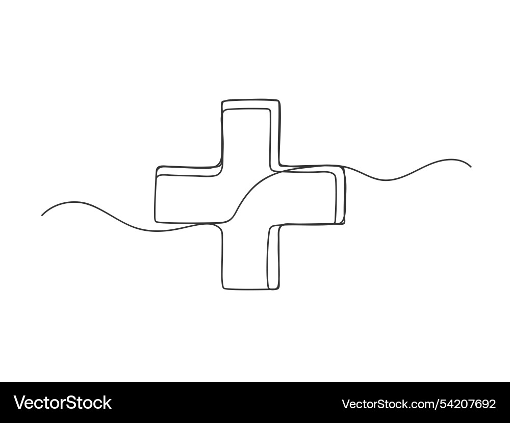 Cross continuous one line art isolated Cross continuous one line art isolated Vector Image