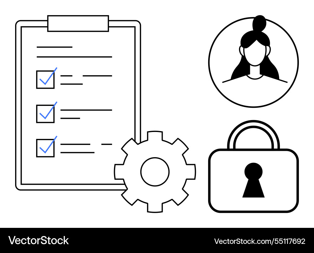 Data security concept with checklist user avatar Data security concept with checklist user avatar vector image
