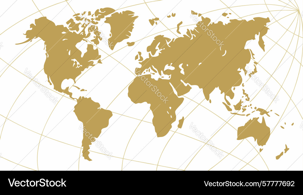 Golden world map with grid - global navigation Vector Image