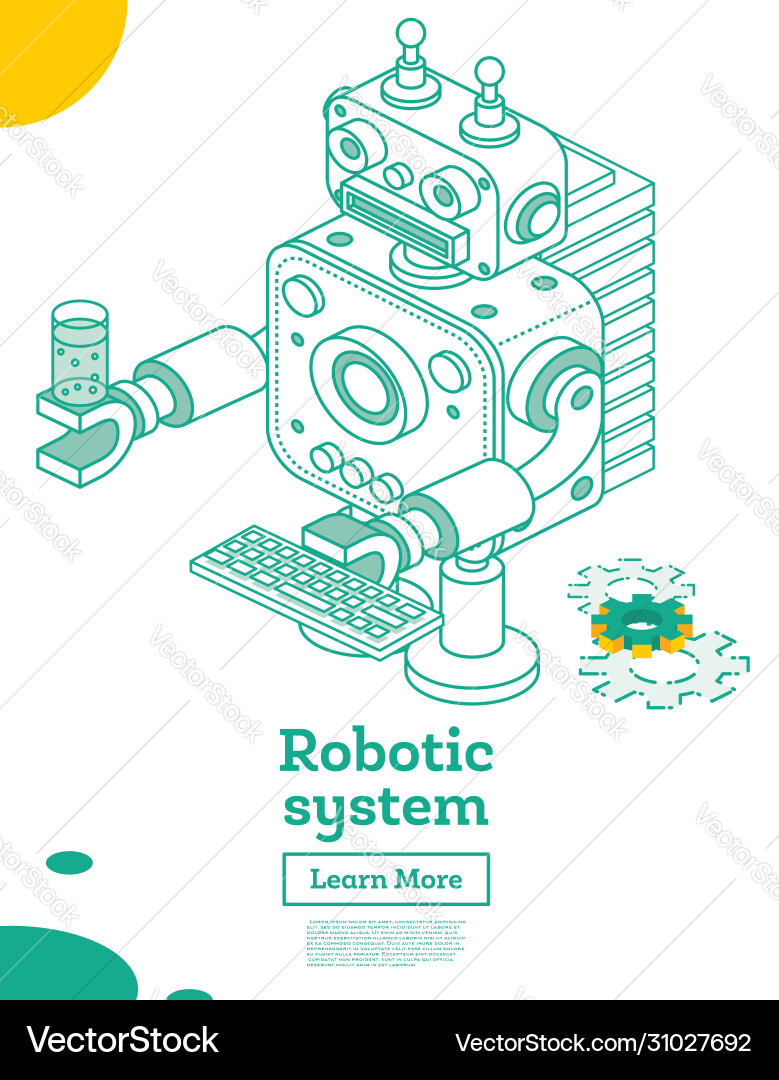 Isometric Robot Character - AI Tech vector image