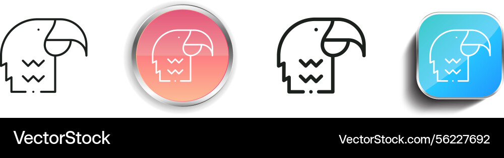 Macaw icon thin linear regular and button style vector image