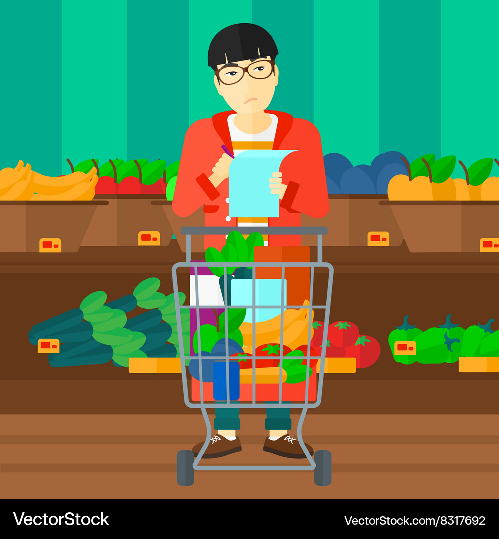Man with shopping list Vector Image