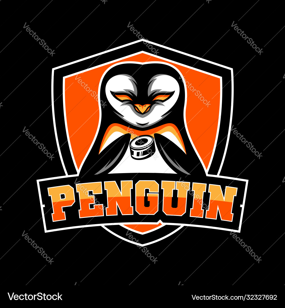 Penguin hockey team mascot logo vector image