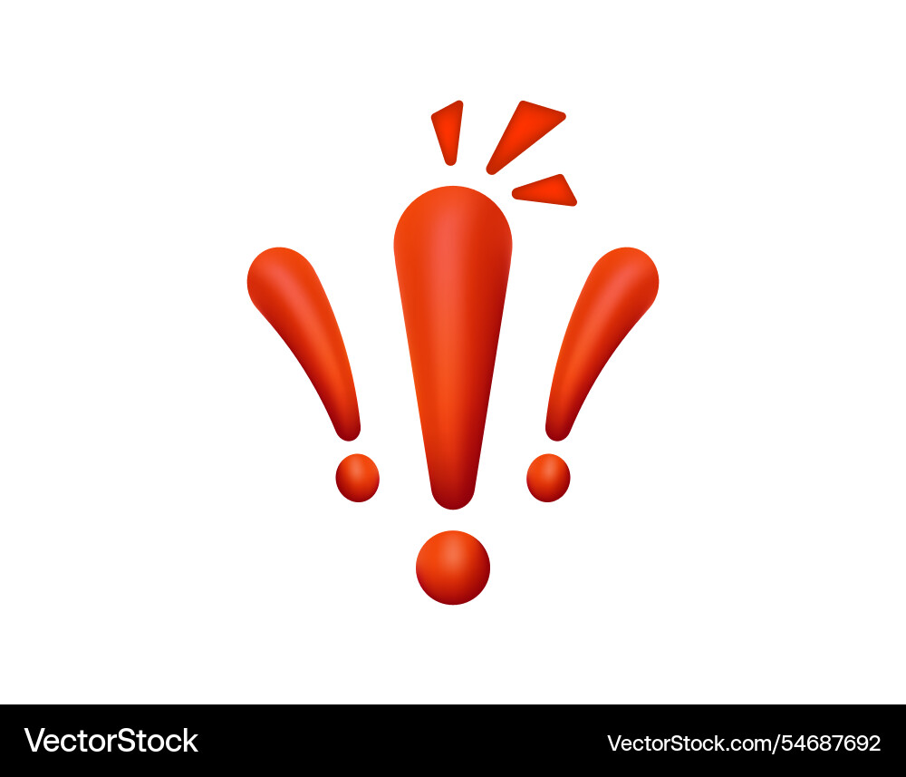 Red exclamation mark with symmetrical dots Vector Image