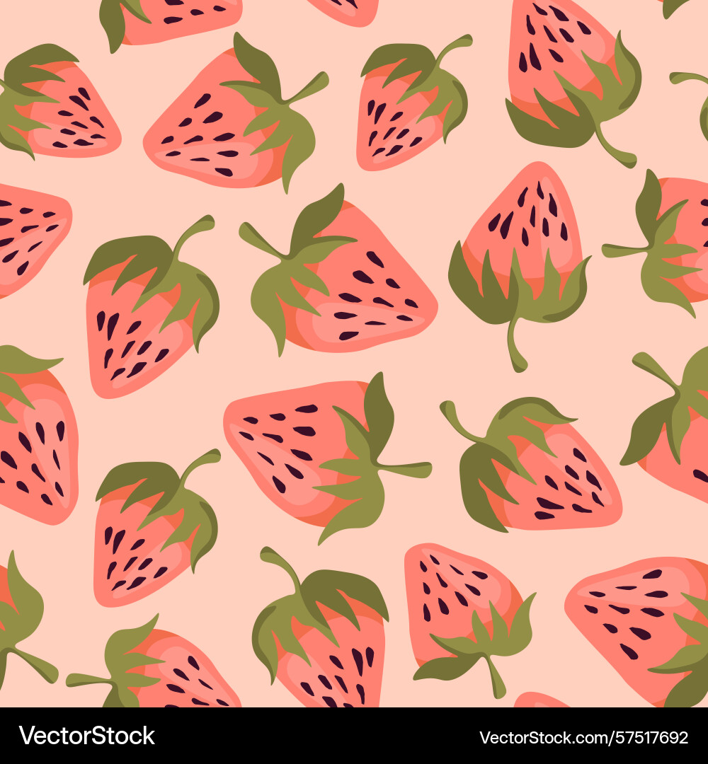 Seamless pattern with strawberry on color Vector Image