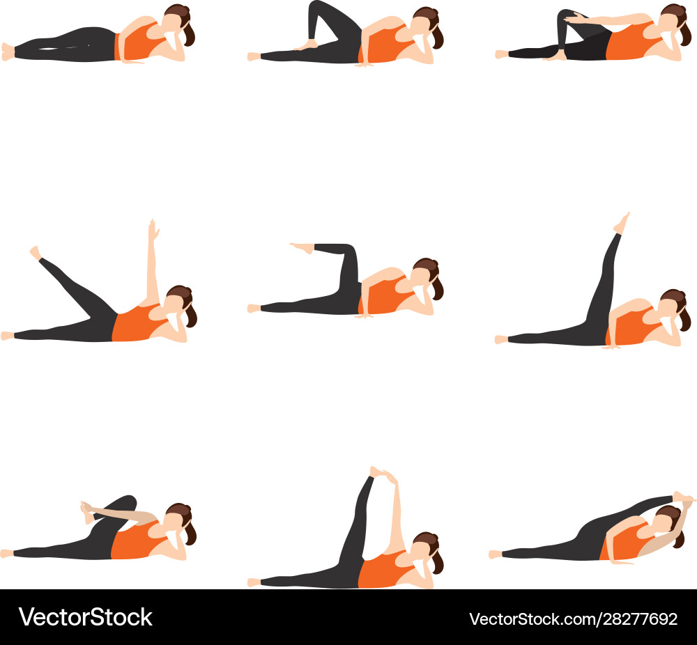 Sleeping vishnu yoga asanas set Vector Image