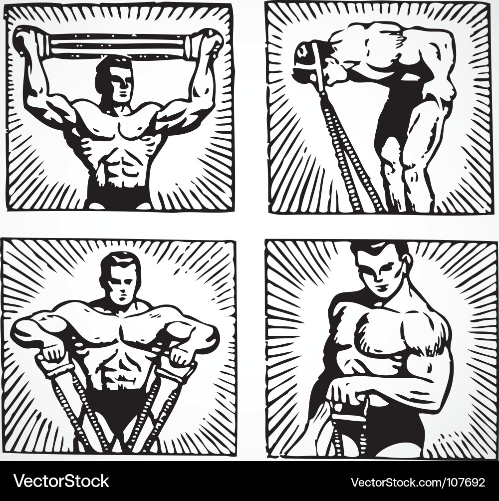Vintage Strength Illustrations vector image
