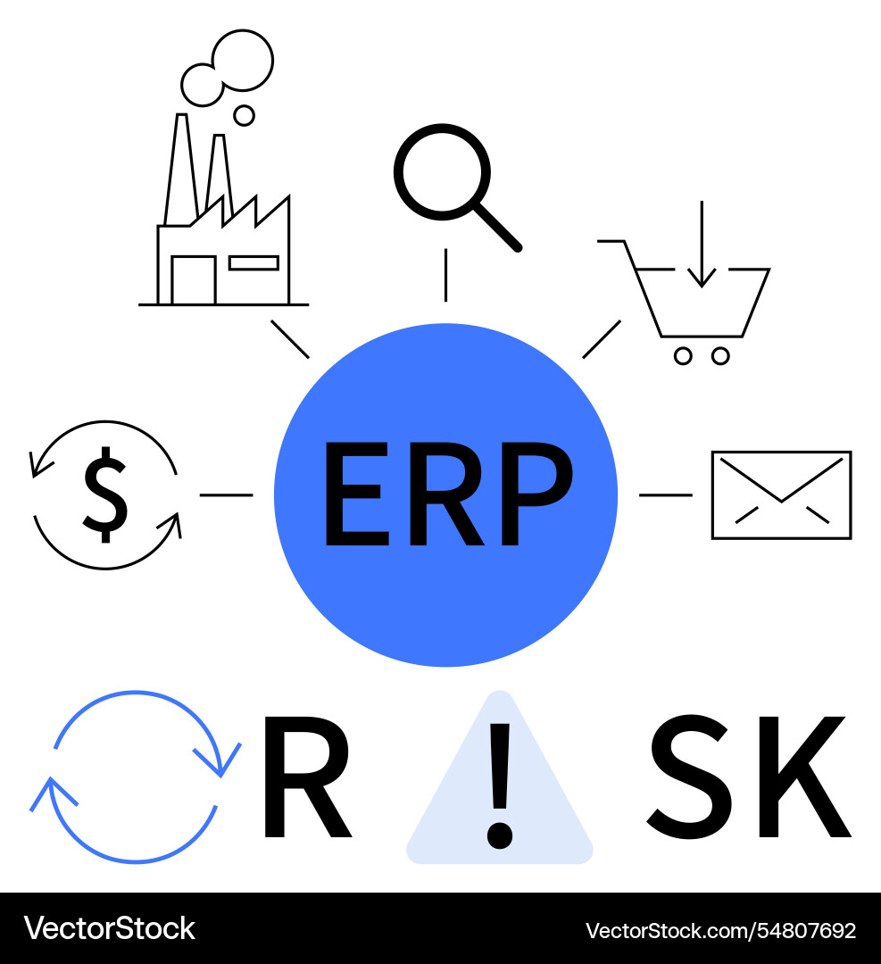 Visual representation of erp system integration Visual representation of erp system integration vector image