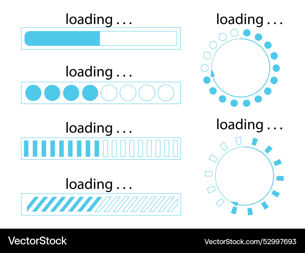 Blue load icon set horizontal and round loading Vector Image