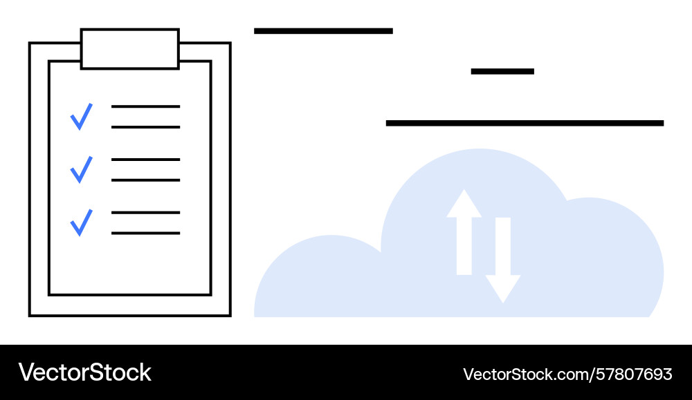 Cloud data synchronization with checklist Cloud data synchronization with checklist Vector Image