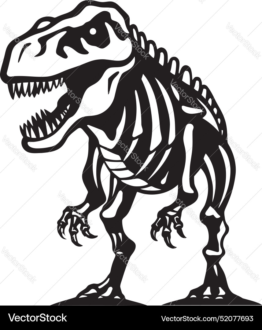 Fossilized tyrant t rex skeleton icon design vector image