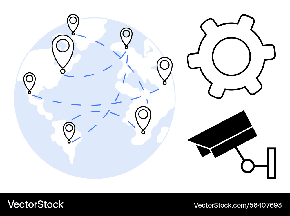 Global connectivity with location tracking system Global connectivity with location tracking system vector image