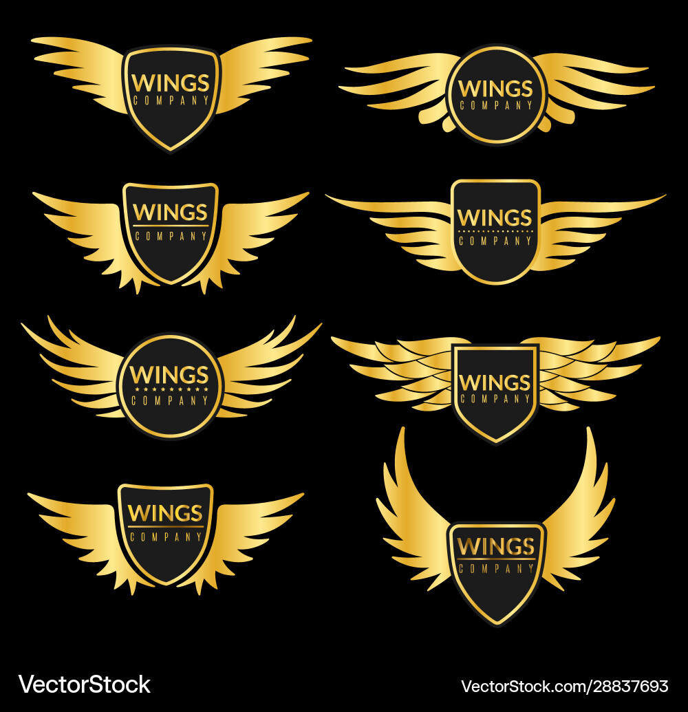 Golden Wing Awards Set vector image