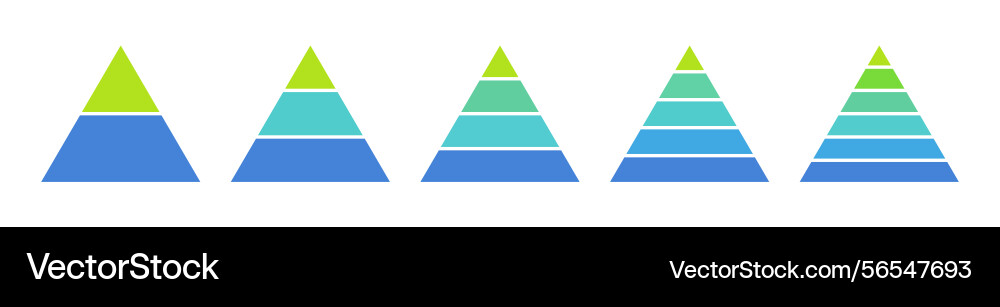 Levels of triangular pyramid half triangle Levels of triangular pyramid half triangle vector image