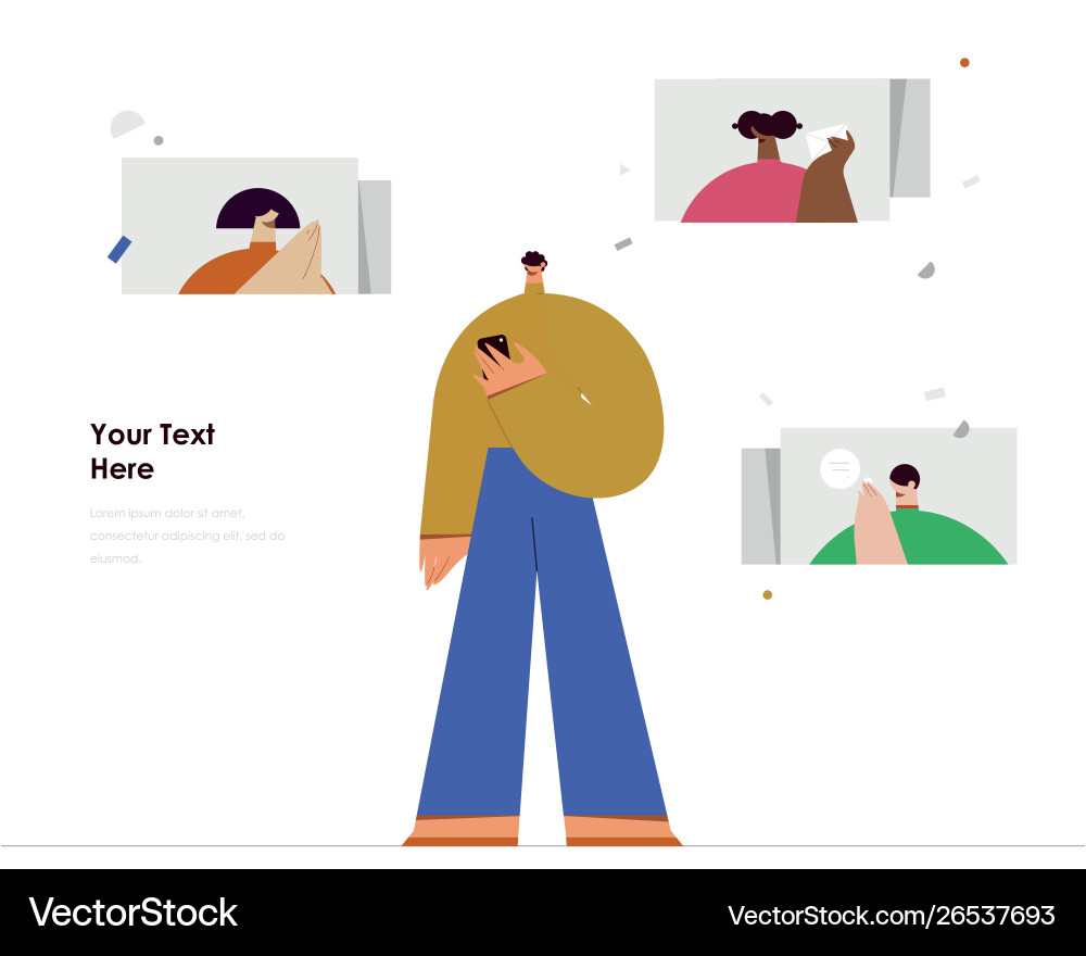 Man using mobile phone for communication vector image