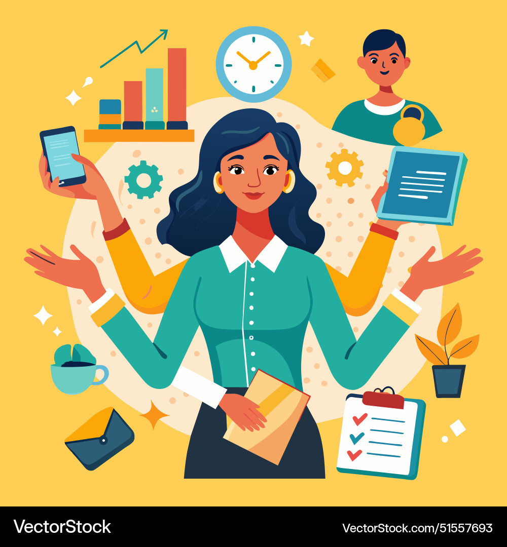Multitasking or manage project task work vector image