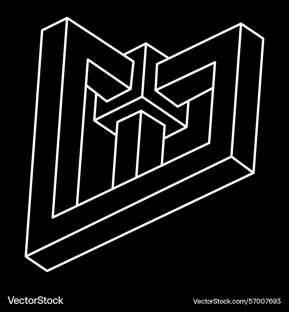 Unreal geometric figures impossible cube line Vector Image