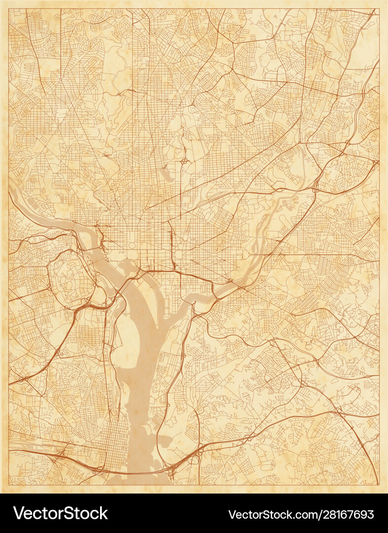 Vintage City Map - Washington DC Vector Image