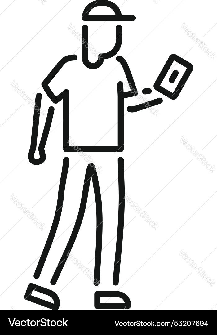 Delivery man using gps navigation on smartphone Delivery man using gps navigation on smartphone vector image