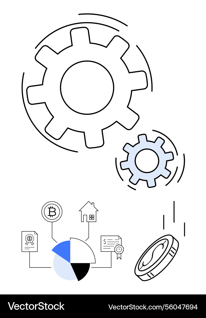 Financial workflow automation with gears Financial workflow automation with gears vector image