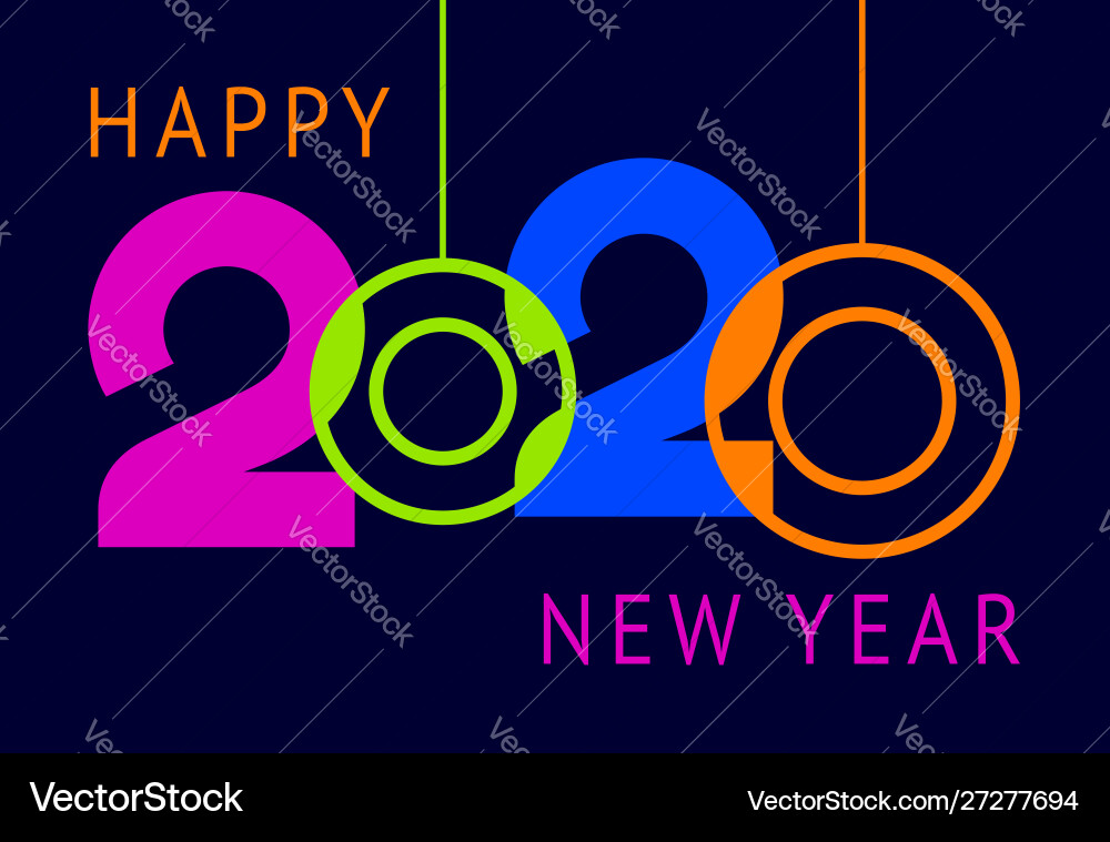 Happy new year greeting card design 2020 Happy new year greeting card design 2020 vector image
