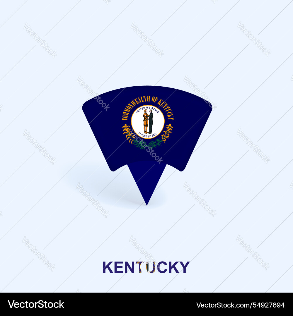Kentucky flag map pointer design with shadow Kentucky flag map pointer design with shadow vector image