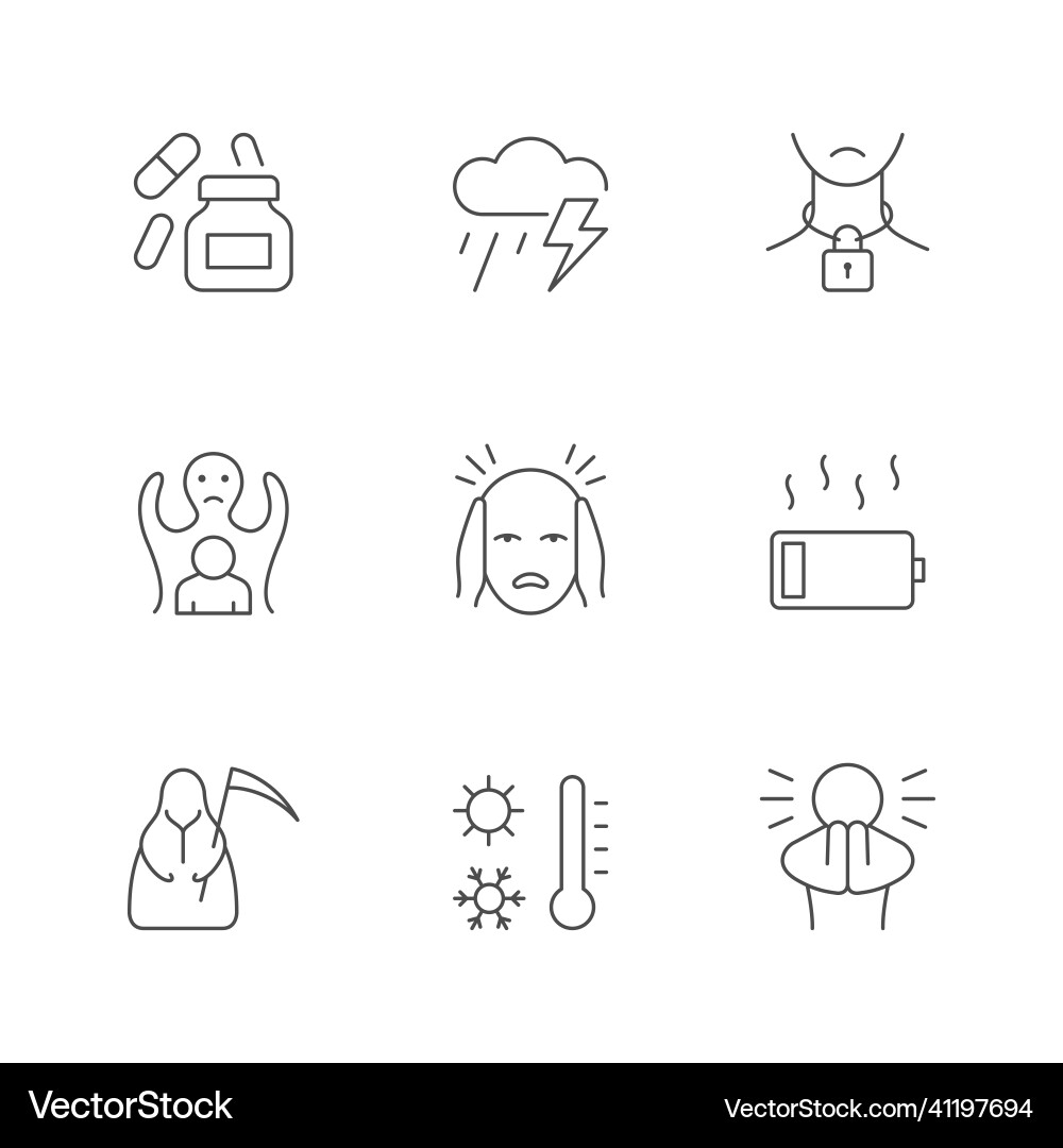 Set line icons of panic attack Set line icons of panic attack vector image