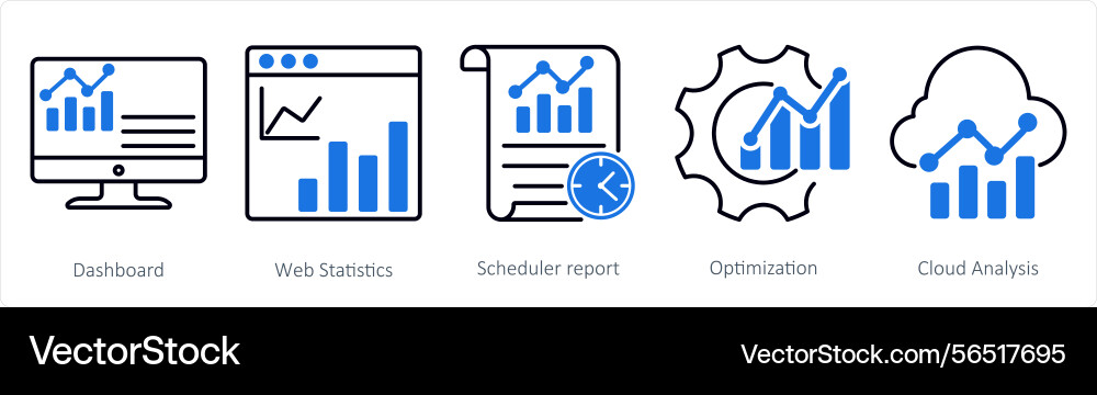 A set of 5 diagram icons as dashboard web Vector Image