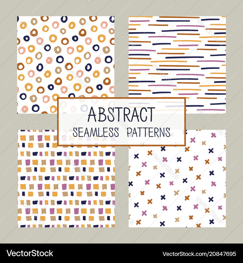 Abstract collage seamless patterns set Abstract collage seamless patterns set vector image