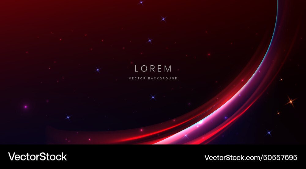 Abstract curved red shape on dark background Vector Image