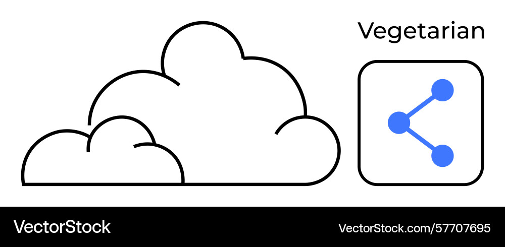 Cloud outline and connection node with text Cloud outline and connection node with text vector image